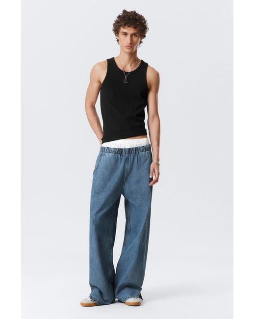 Weekday Blue Astro Baggy Denim Joggers for men