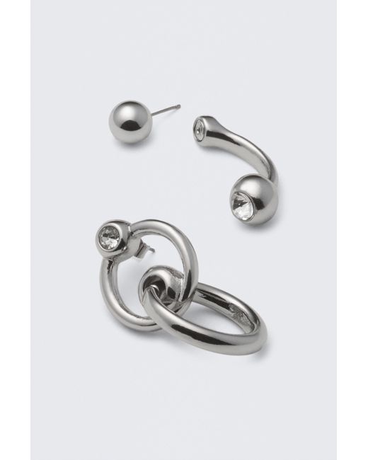 Weekday Metallic Mixed Pierce Hoop Earrings