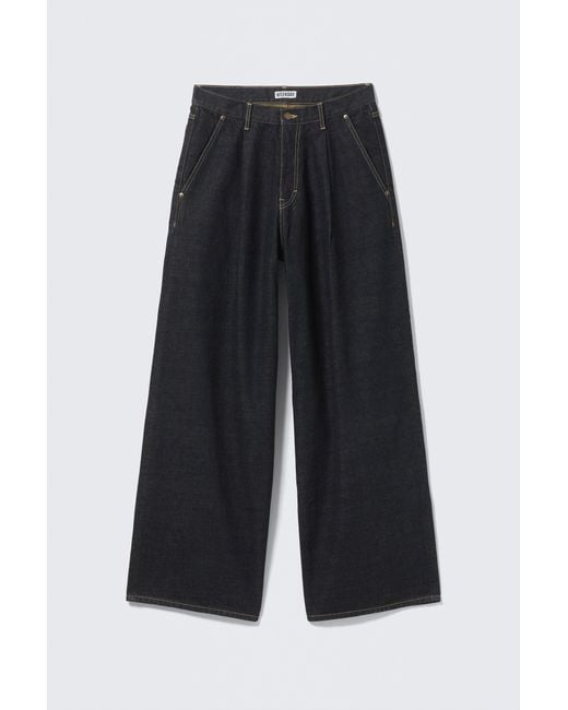 Weekday White Pleated Loose Baggy Leg Jeans for men