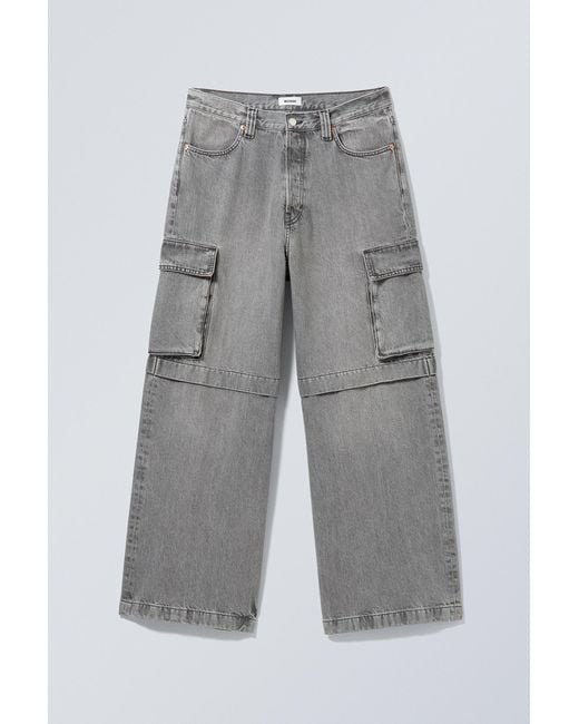 Weekday Gray Pasadena Denim Baggy Cargo Jeans for men