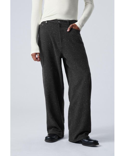 Weekday Gray Astro Loose Baggy Neps Suit Trousers for men