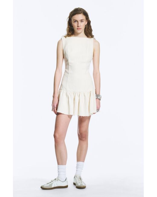 Weekday Natural Sleeveless Twill Mini Dress