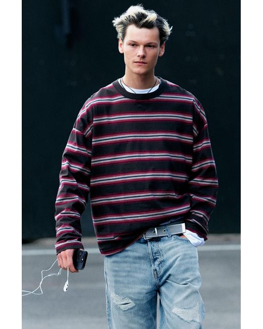 Weekday Blue Oversized Graphic Long-Sleeve for men