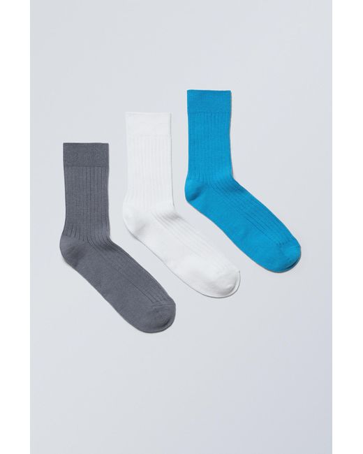 Weekday Blue 3-pack Selma Socks