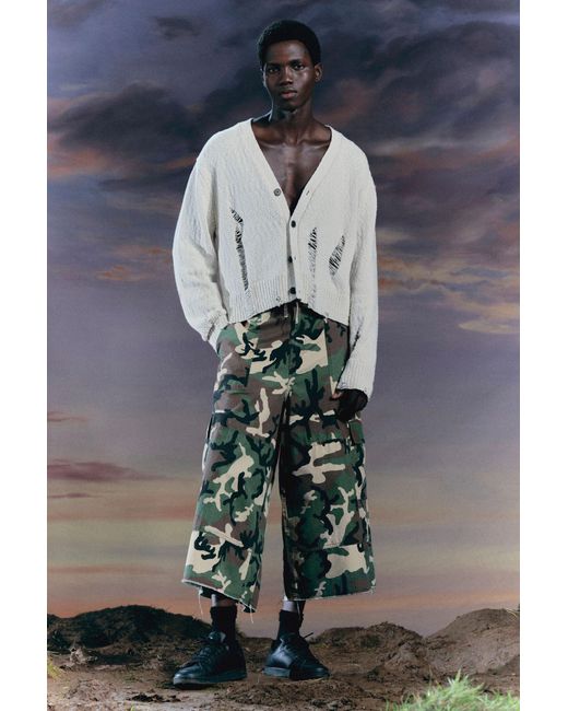 Weekday Blue Long Cotton Cargo Shorts for men