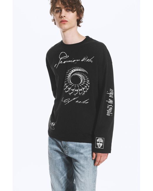 Weekday Black Oversized Graphic Long-Sleeve for men