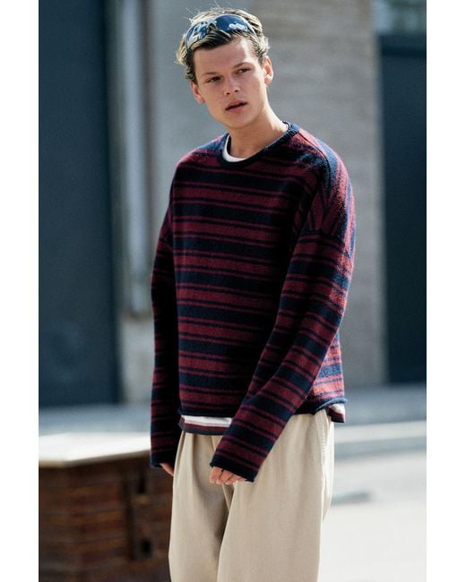 Weekday Blue Boxy Knitted Jumper for men