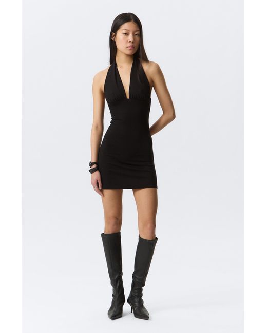 Weekday Black Sleeveless Halter Mini Dress