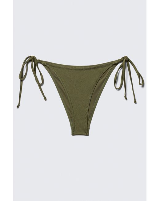 Weekday Brown Mid Rise Brazilian Tie Bikini Bottoms