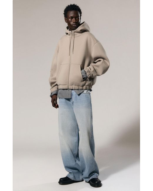Weekday Natural Loose High-Neck Scuba Zip Hoodie for men