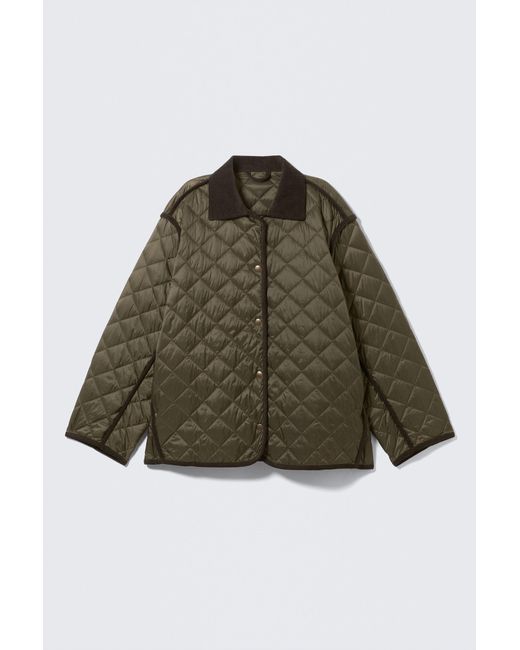 Weekday Green Oversized Quilted Liner Jacket