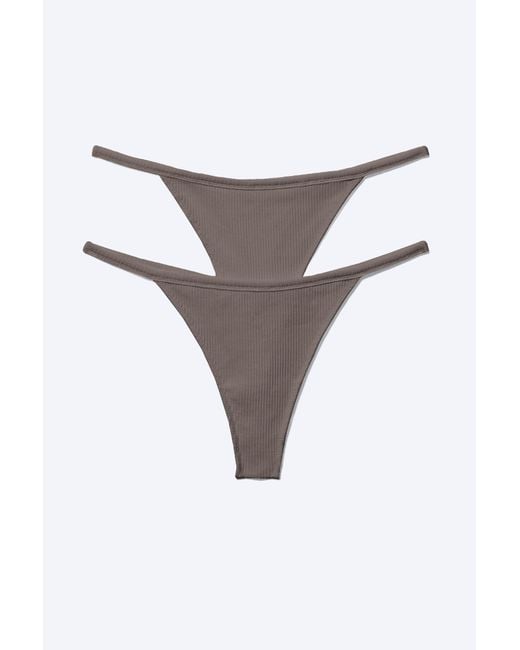 Weekday Multicolor 2-Pack Mid Rise Ribbed Tanga Thongs
