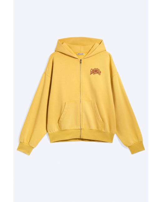 Weekday Metallic Loose Graphic Zip Hoodie for men