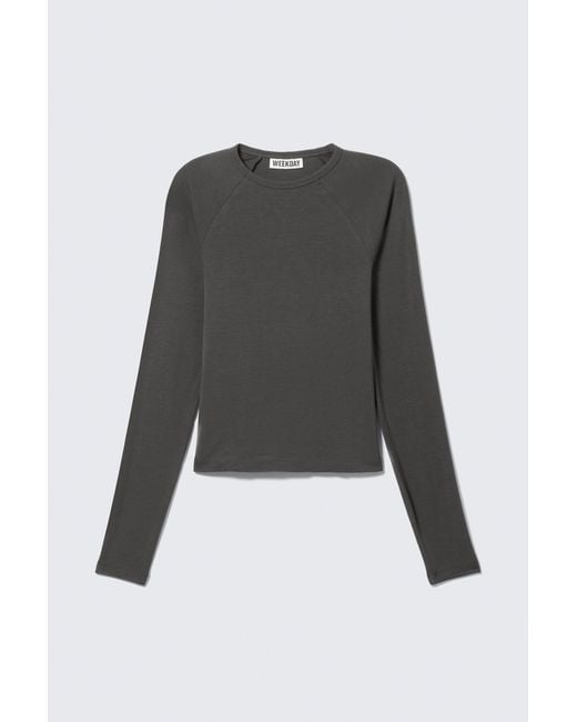 Weekday Black Fitted Raglan-Sleeved Top