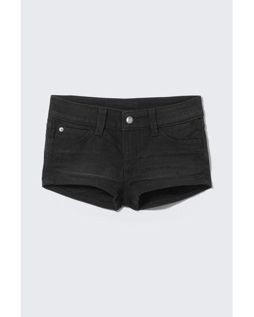 Cheap Monday Black Booty Bei Low Rise Mini Denim Shorts
