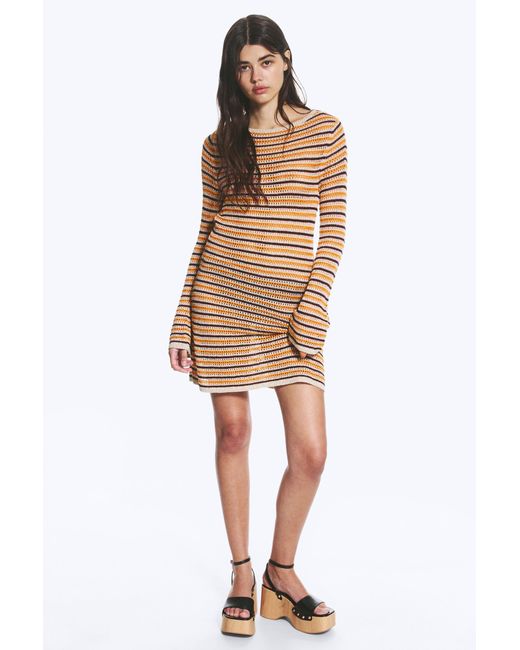 Monki Natural Knitted Open-Back Dress