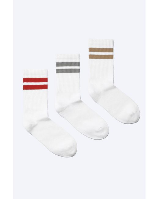 Weekday White 3-Pack Striped Sport Socks for men