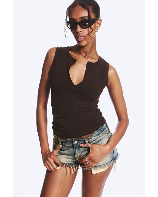 Weekday Brown Slim V-Neck Sleeveless Top