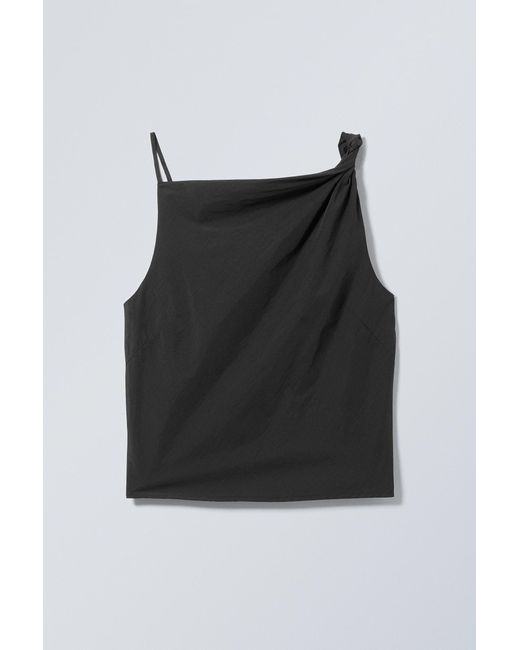 Weekday Black Fitted Boatneck Drape Top