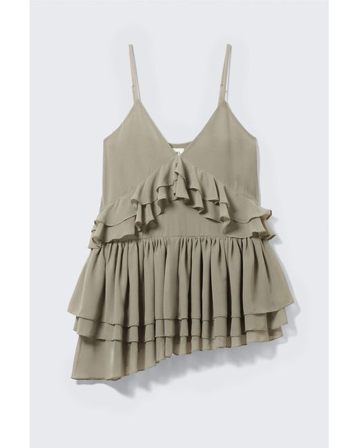 Weekday Natural Layered Ruffled Mini Cami Dress