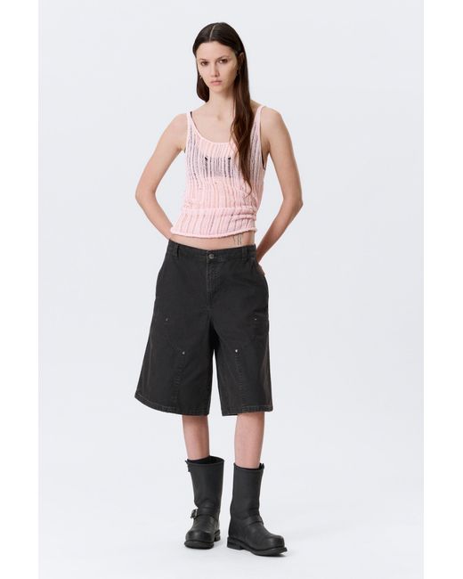 Weekday Black Low Rise Loose Washed Carpenter Shorts