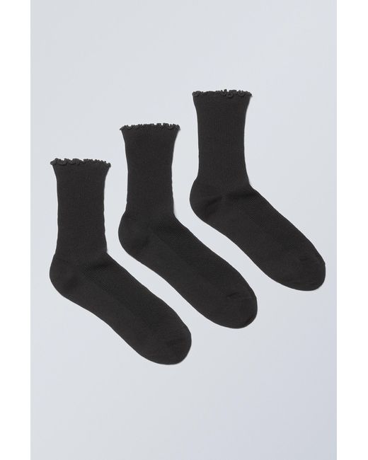 Weekday White 3-pack Frill Edge Socks