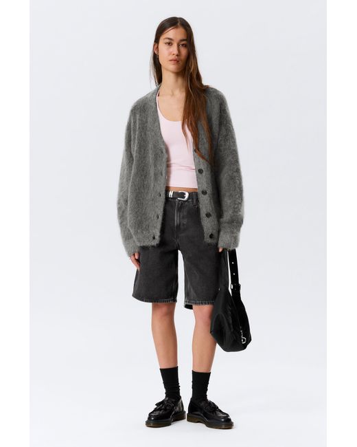 Weekday Gray Mohair Blend Cardigan