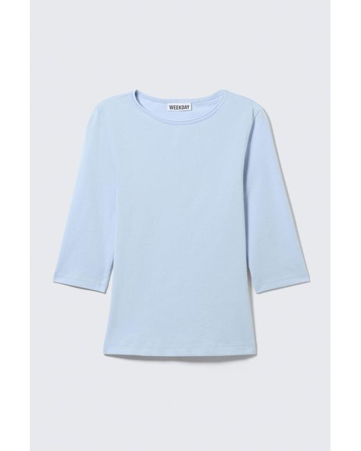 Weekday White Fitted Three-Quarter Sleeve Top