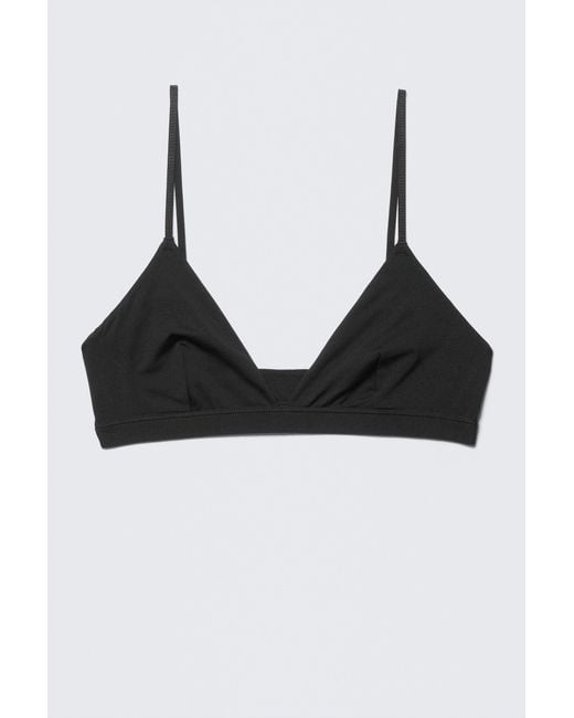 Weekday Black Soft Micro V-Neck Triangle Bra