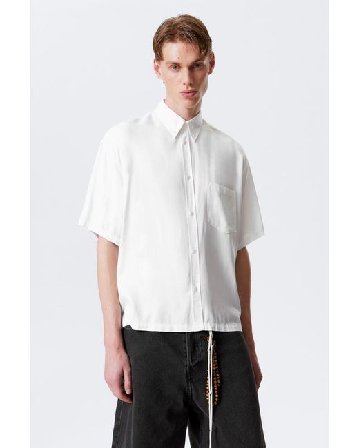 Weekday White Oversized Draped Boxy Short-Sleeved Shirt for men