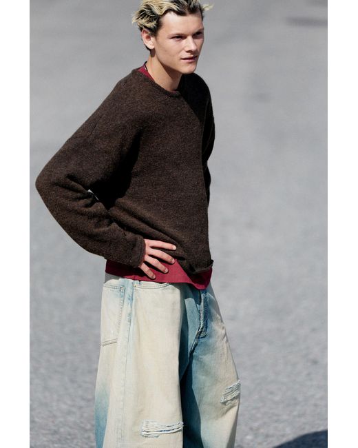 Weekday Black Boxy Knitted Jumper for men