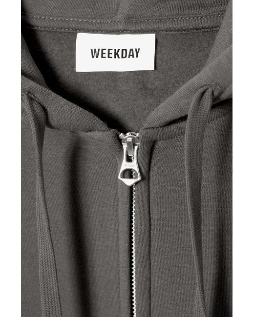 Weekday Gray Boxy Midweight Zip Hoodie for men