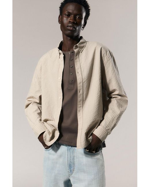 Weekday Natural Relaxed Striped Button-Down Shirt for men