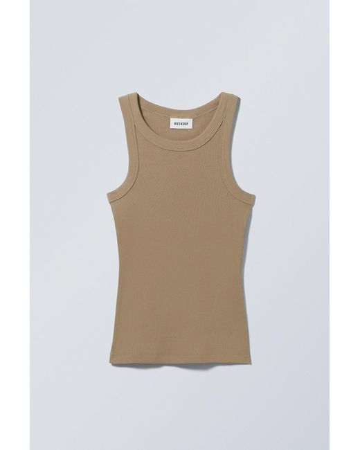 Weekday Brown Fitted Rib Tank Top