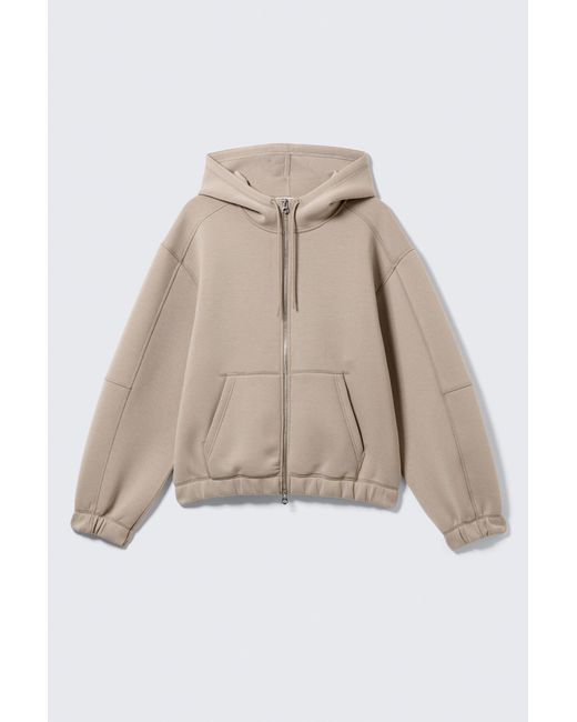 Weekday Natural Loose High-Neck Scuba Zip Hoodie for men