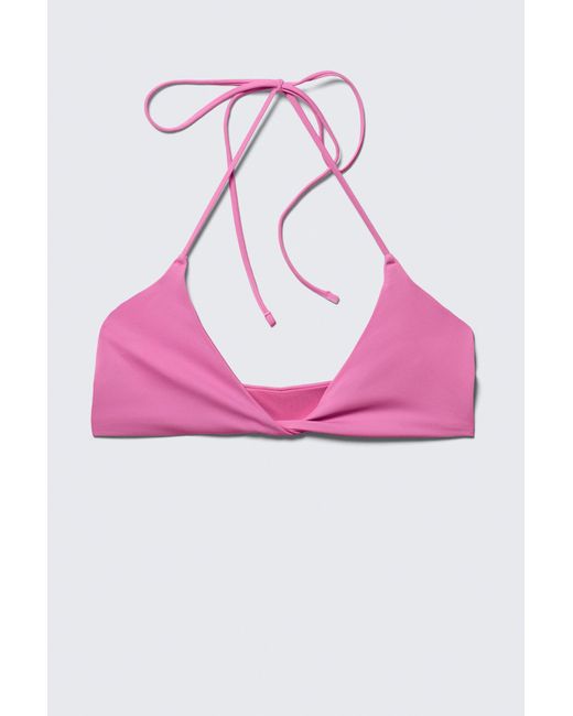 Weekday Pink Turn Halter Bikini Top