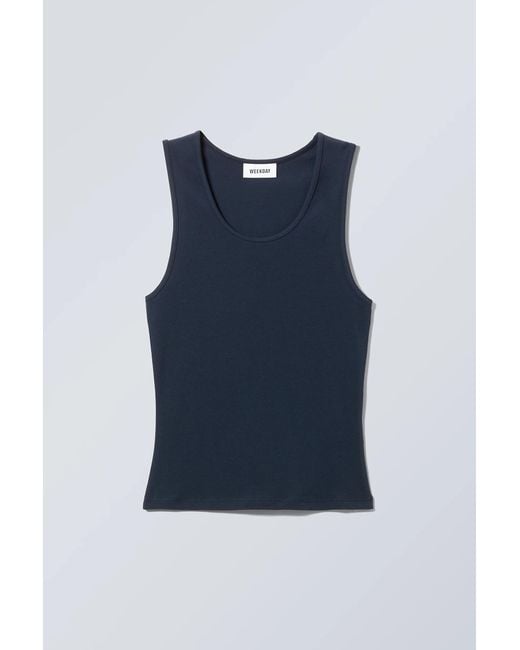 Weekday Blue Smooth Fitted Tank Top
