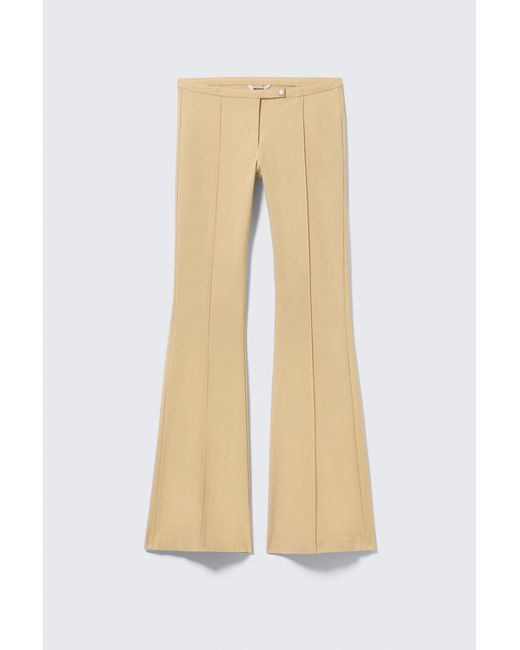Monki White Low Rise Skinny Flared Leg Trousers