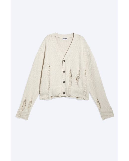 Weekday Blue Boxy Distressed Knitted Cardigan for men