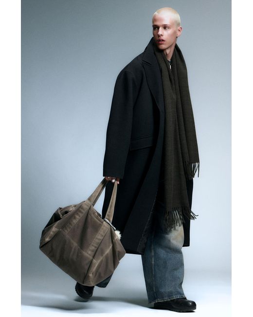 Weekday Black Oversized Single-Breasted Wool Blend Coat for men