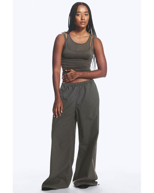 Weekday Gray Low Rise Pull-On Ripstop Trousers