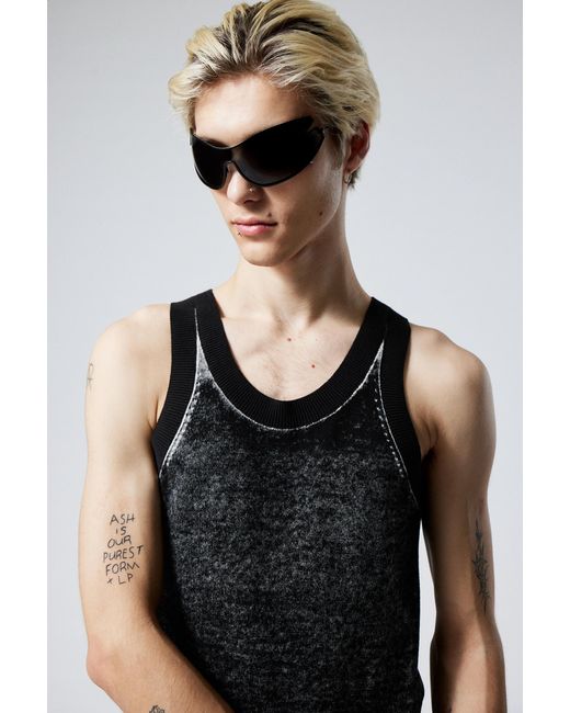 Weekday Black Washed Knitted Tank Top for men