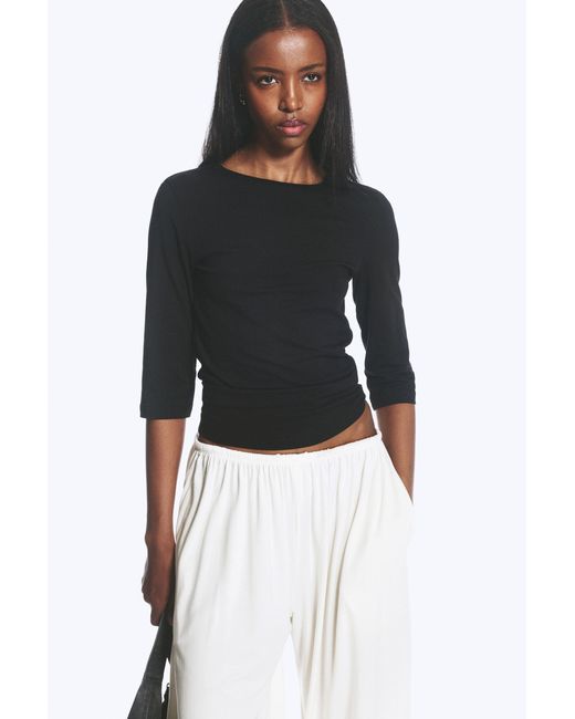 Weekday Black Fitted Three-Quarter Sleeve Top
