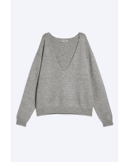 Weekday Blue Loose V-Neck Knitted Jumper
