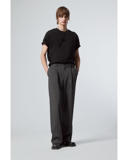 Weekday Black Uno Loose Suit Trousers for men