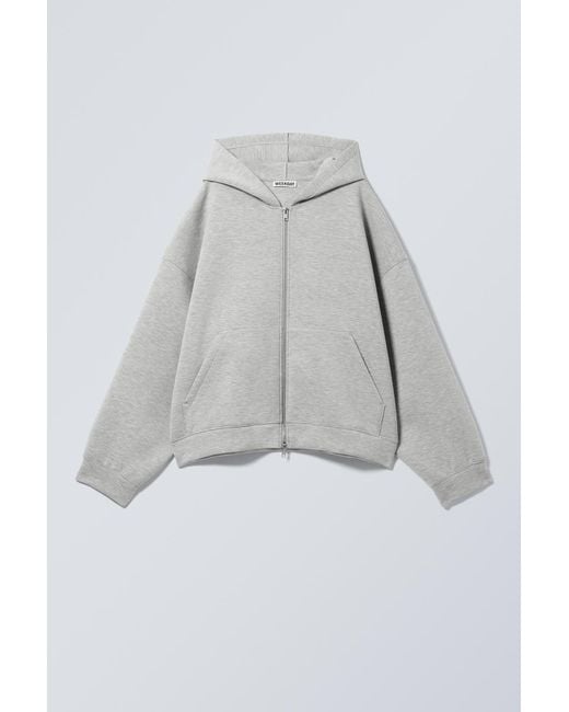 Weekday Gray Oversized Scuba Zip-Hoodie