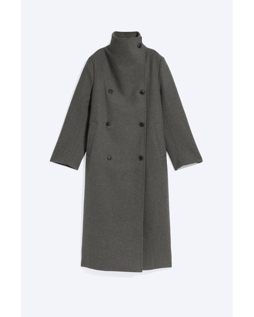 Weekday Gray Oversized Funnel Woolblend Coat