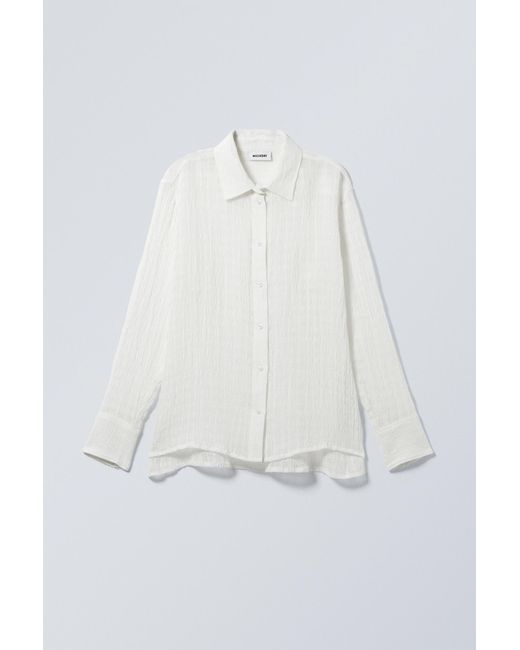 Weekday White Sheer Linen Blend Shirt