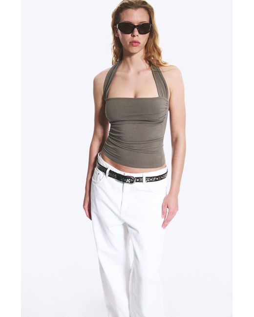 Weekday White Square Neck Halter Top