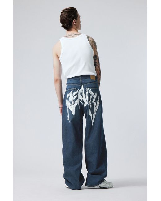 Weekday Blue Astro Baggy Printed Jeans for men